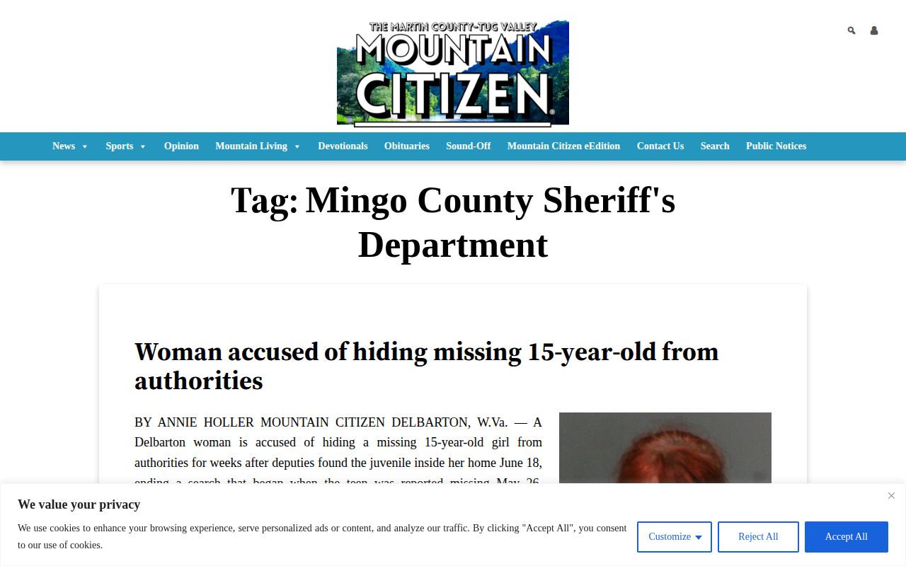 Mingo County booking-record news source at Mountain Citizen